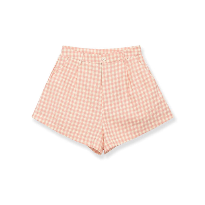 Dame rutete shorts med høy midje og stilig snitt Skjora