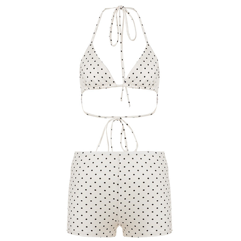 Dame Bikini-set med stilige prikkemønster og justerbare stropper Skjora