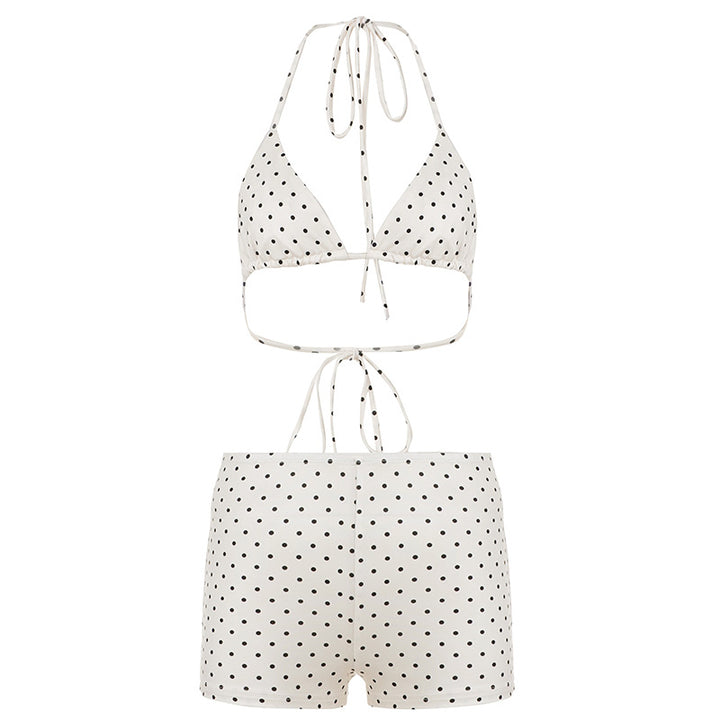Dame Bikini-set med stilige prikkemønster og justerbare stropper Skjora