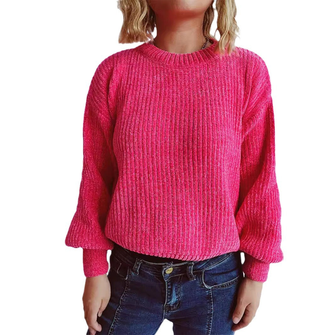 Kvinnens koselige chunky strikkegenser med brede ermer og teksturert design Skjora