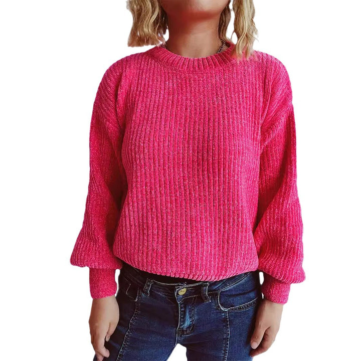 Kvinnens koselige chunky strikkegenser med brede ermer og teksturert design Skjora