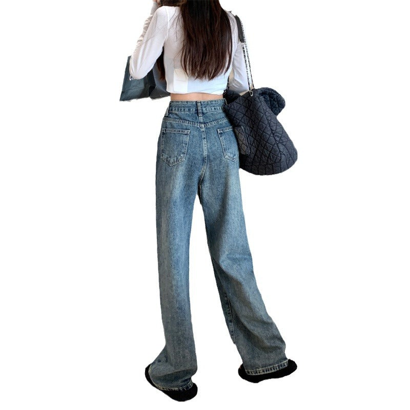 Kvinne's Bred Cut Vintage Jeans Skjora