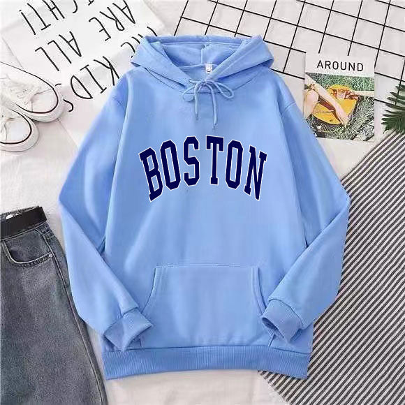 Dame hettegenser med klassisk Boston-print Skjora