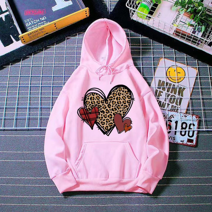 Damen Kapuzenpullover mit verspieltem Herzmuster Skjora