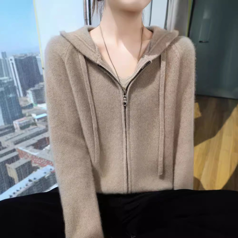 Kvinne Cozy Hoodie Jakke med Mykt Materiale og Glidelås Skjora