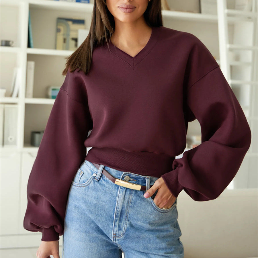 Damer's Fasjonable Oversized Genser med V-Hals og Brede Ermer Skjora