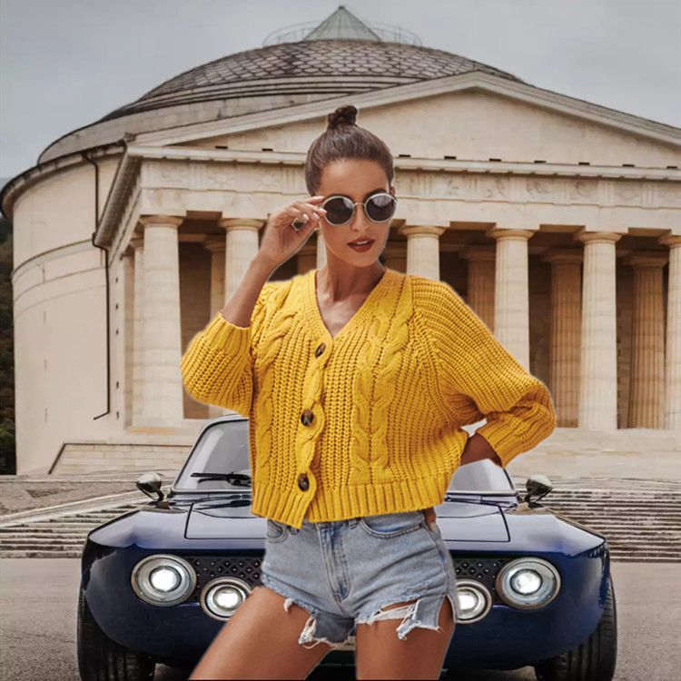 Dame chunky strikket cardigan med knappe detaljer og avslappet passform Skjora