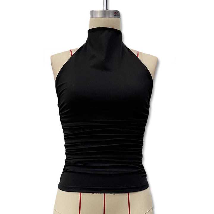 Dame Tighte Highneck-top med rynker Skjora