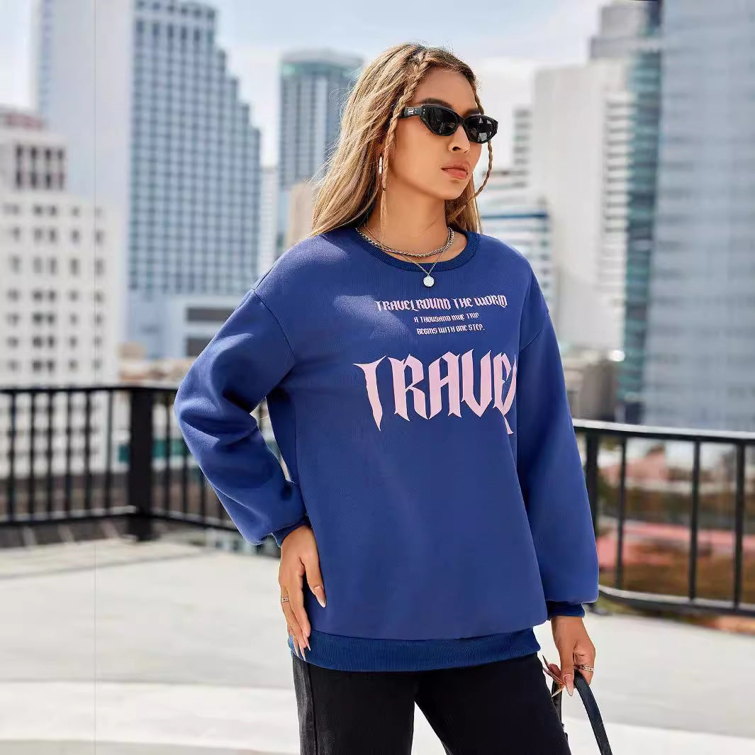 Kvinnesvetter med kunstnerisk skrift og uformell passform Skjora