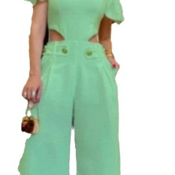 Dame Elegant jumpsuit med snittdetaljer og myke flytende bukseben Skjora
