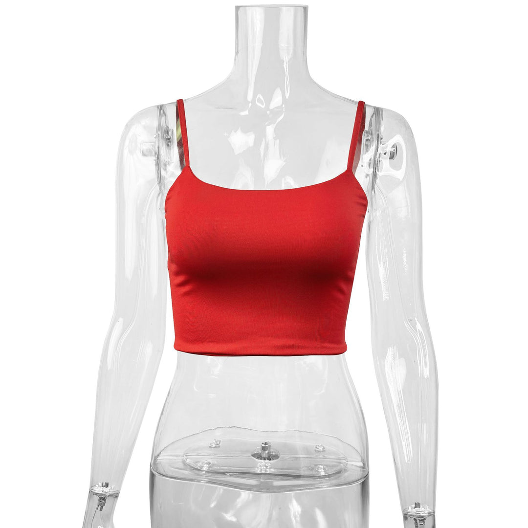 Dame Figurtilpasset Crop-Top laget av elastisk materiale med spaghetti-stropper Skjora