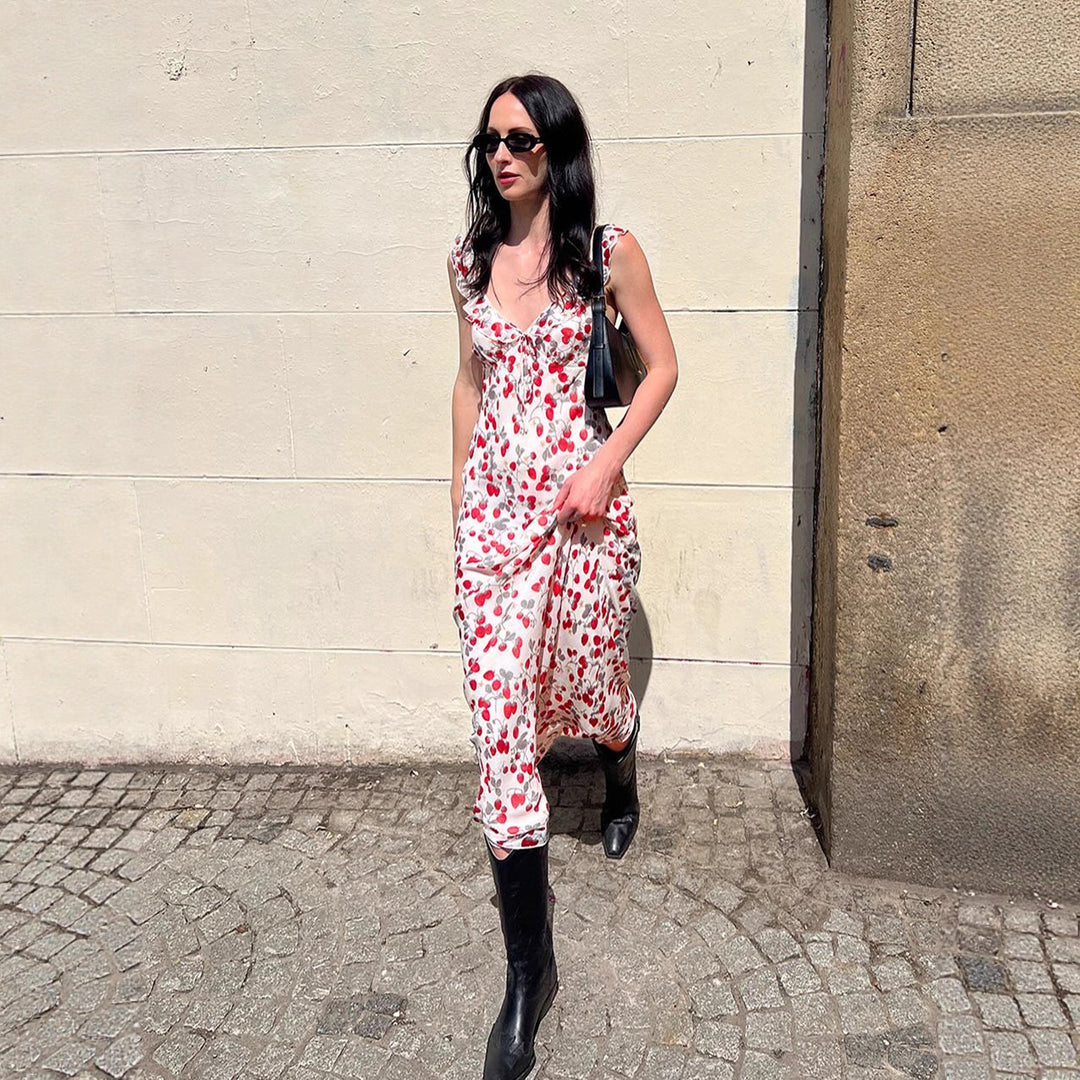 Dame Sommerlig Halterneckkjole med blomsterdesign Skjora