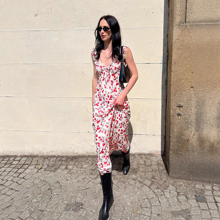 Dame Sommerlig Halterneckkjole med blomsterdesign Skjora