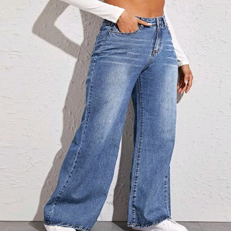 Dame vidt skjærte høyt liv jeans i casual stil Skjora