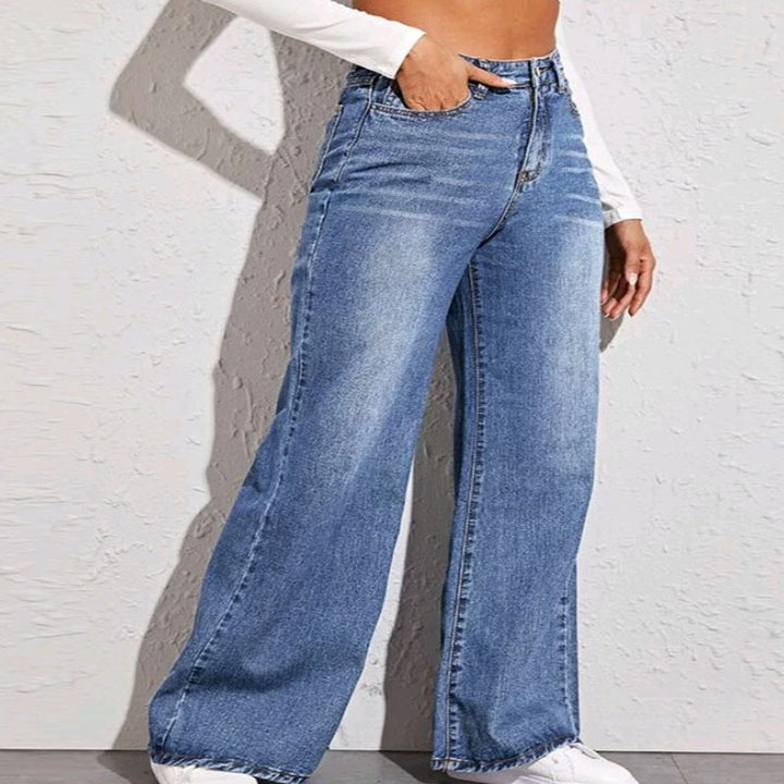 Dame vidt skjærte høyt liv jeans i casual stil Skjora