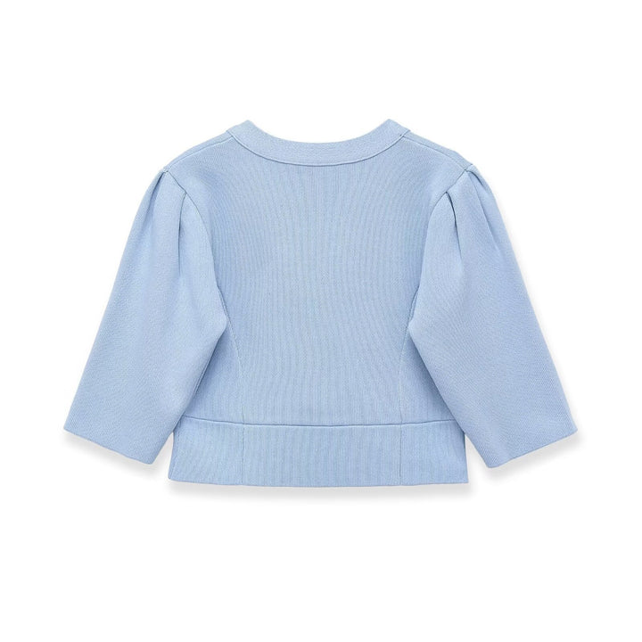 Dame elegant cardigan med fint ribbemønster og dekorative knapper Skjora