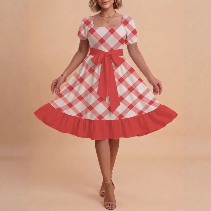 Damen Verspieltes Maxikleid mit Bärenmuster und taillierbarem Band Skjora