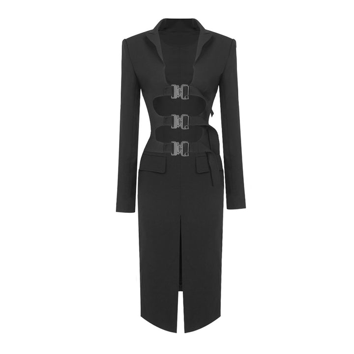 Dame elegant skåret blazer-kjole med kontrastspenner Skjora