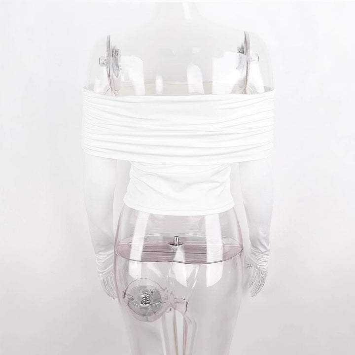 Damer Off-Shoulder topp med rynkede detaljer Skjora