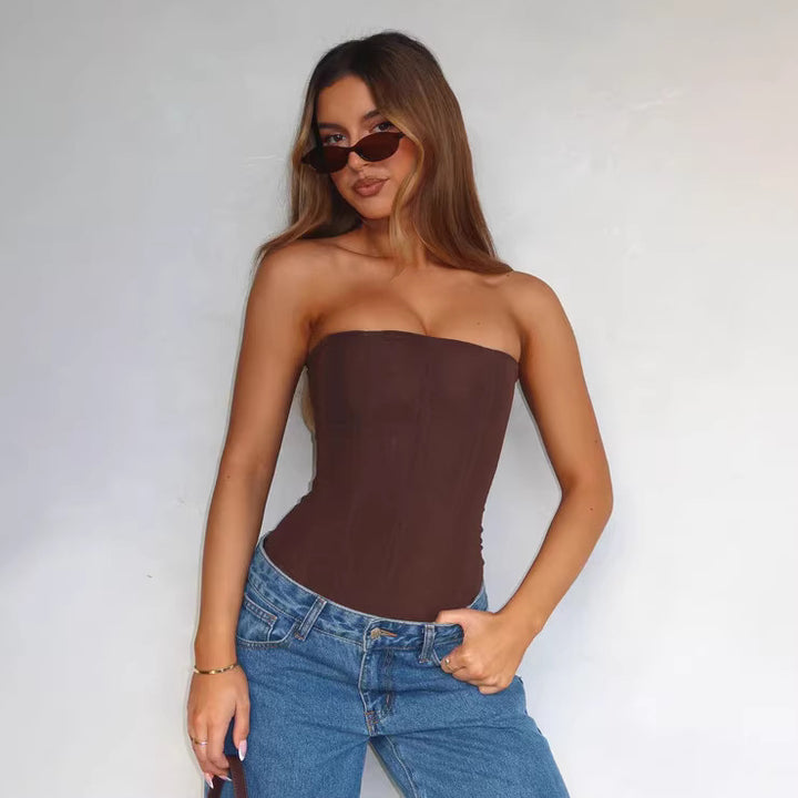 Damen Dessous-Kleid mit eleganten Fransen und transparentem Oberteil Skjora