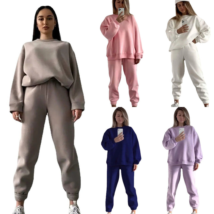 Dame uformell sweatshirt og jogger-sett laget av mykt materiale med elastisk midjebånd og høy bærekomfort Skjora
