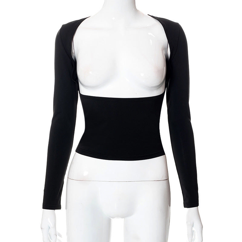 Dame figurnær Longsleeve-top med åpen rygg og elegant design Skjora
