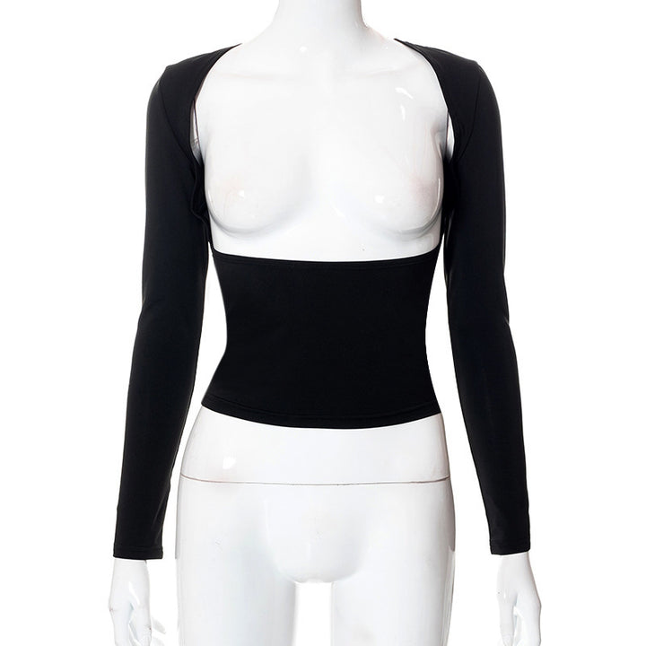 Dame figurnær Longsleeve-top med åpen rygg og elegant design Skjora