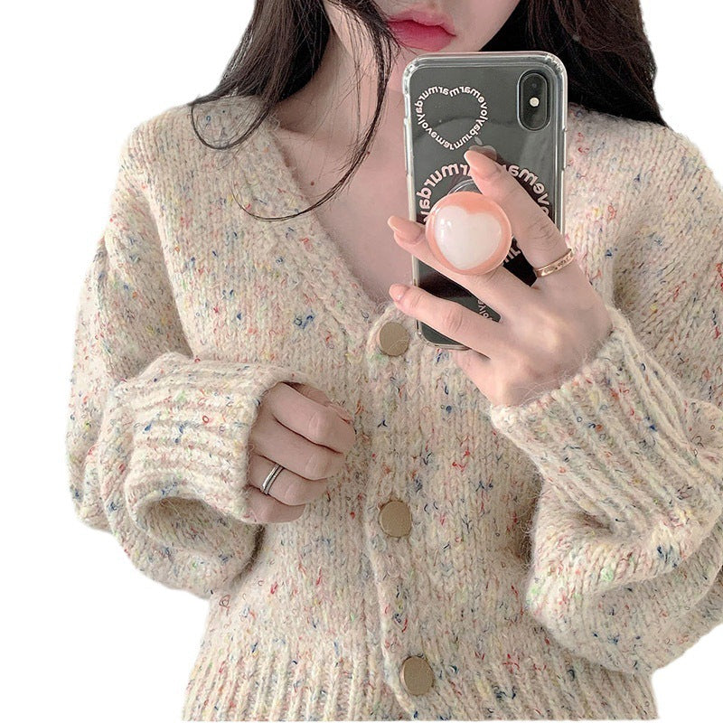 Kvinners koselige chunky strikk cardigan med V-hals og knapper Skjora