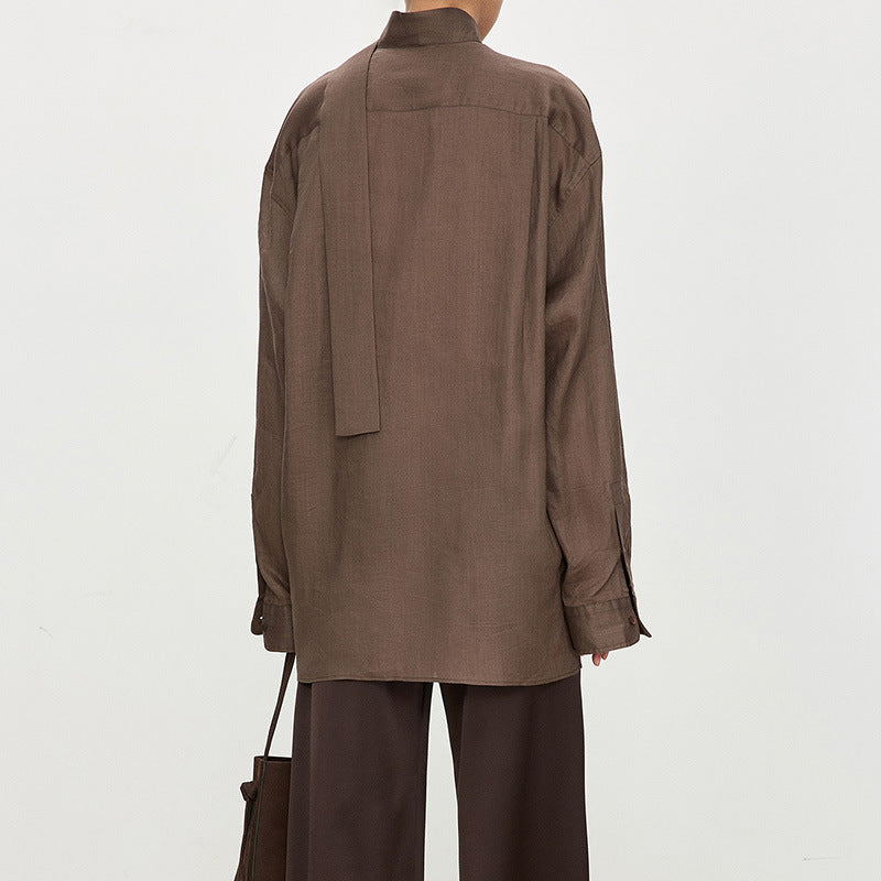 Damer elegant, skulderfritt bluse med raffinert krage Skjora