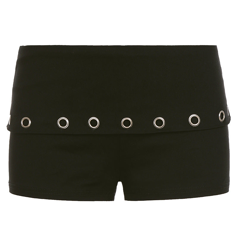 Dame sportige shorts med kontrastbelte og elegante øyer Skjora