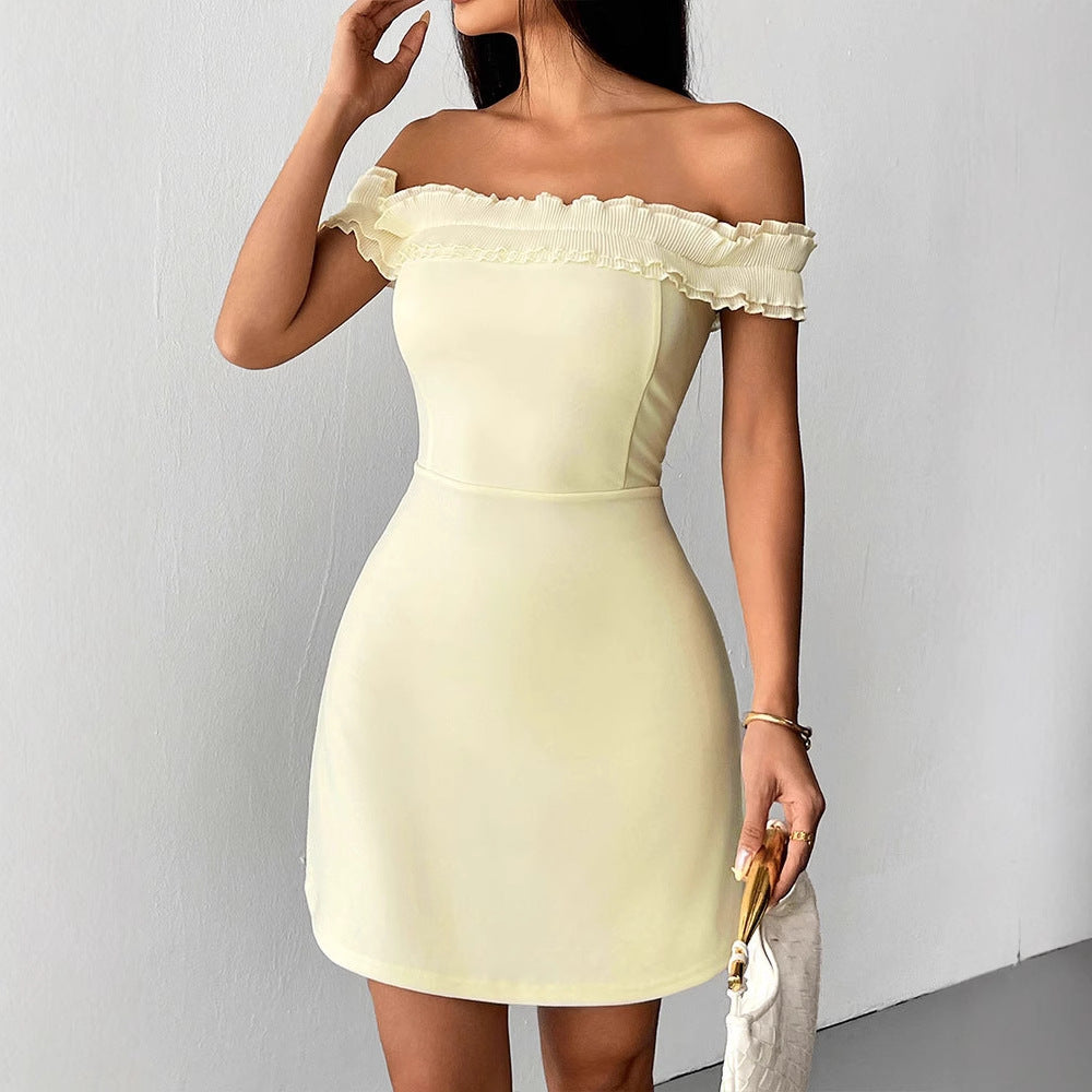 Dame Off-Shoulder Kjole med Volanger Skjora