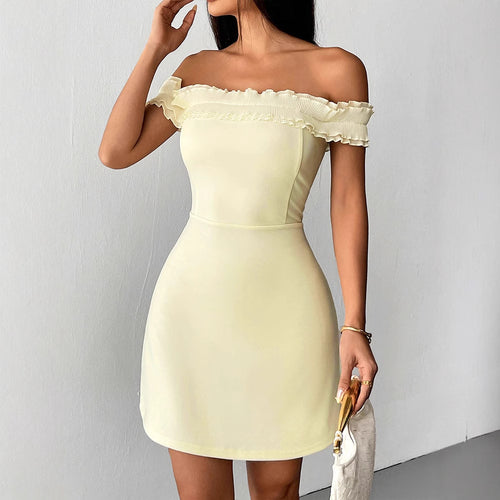 Dame Off-Shoulder Kjole med Volanger Skjora