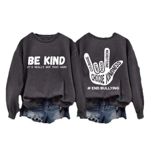 Dame sweatshirt med positiv melding og kreativ hånddesign Skjora