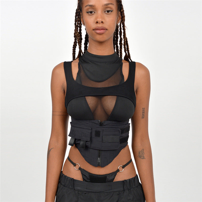 Women's Sporty tank top with innovative high-neck design and adjustable straps Skjora