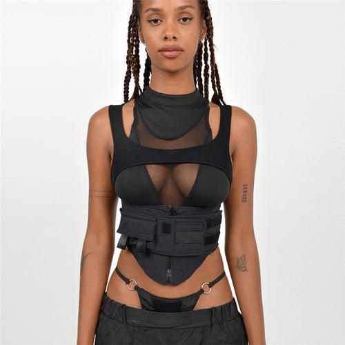Women's Sporty tank top with innovative high-neck design and adjustable straps Skjora