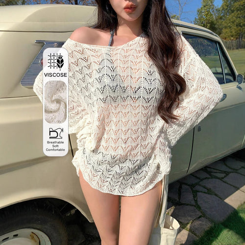 Ladies airy crochet top Skjora