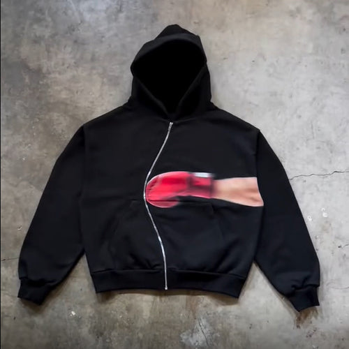 Kvinne hoodie med innovativt grafisk design Skjora