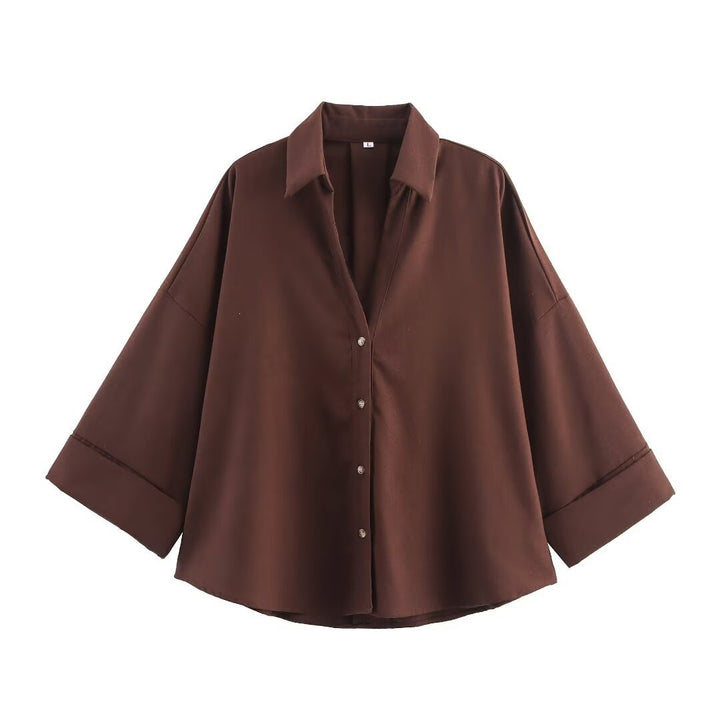 Dame skjorte-bluse med avslappet snitt og elegante 3/4-ermer Skjora