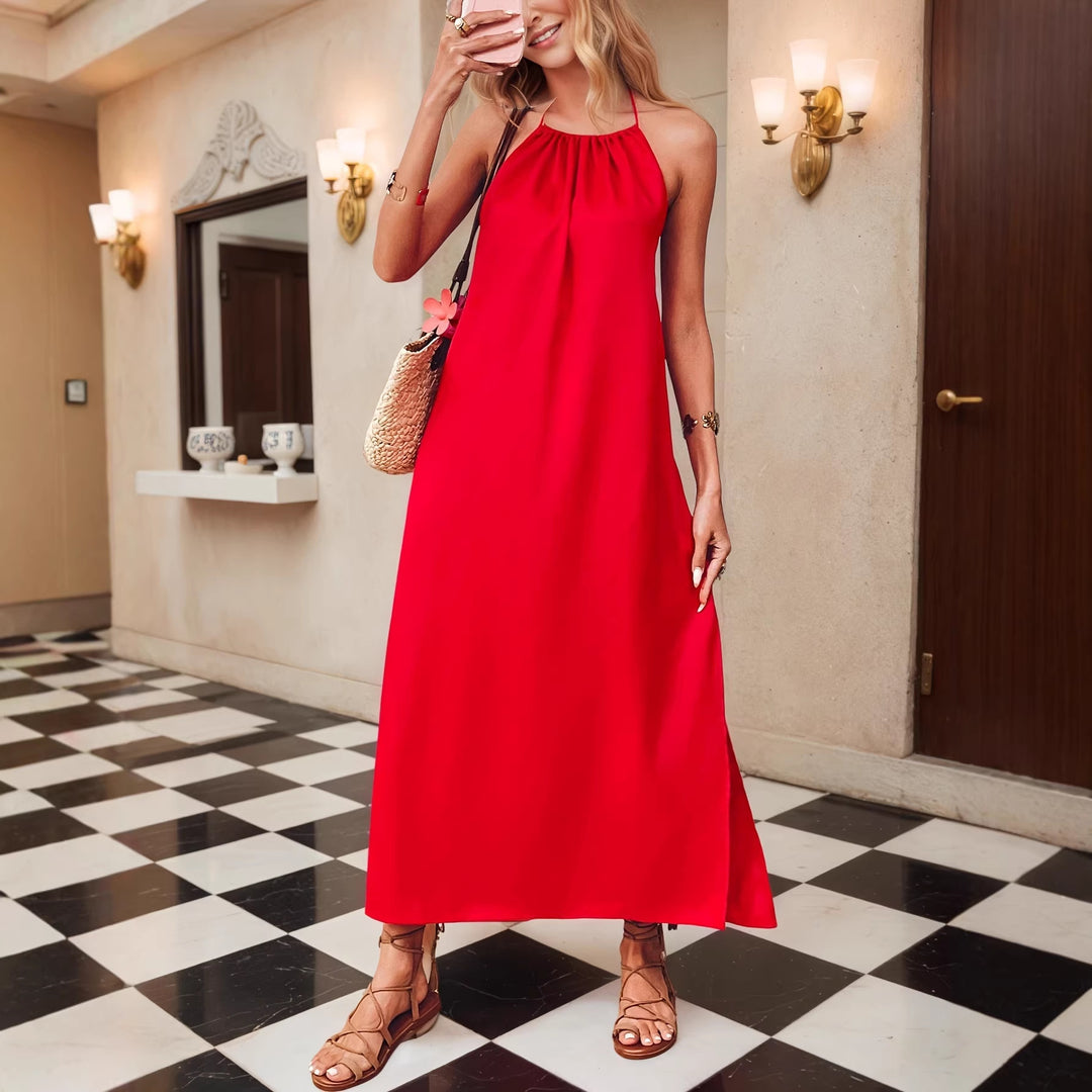 Dame Maxi-kjole med elegant halteredning Skjora