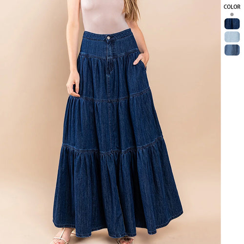 Kvinne luftig denimkjole Skjora