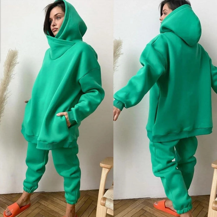Dame Oversized Hoodie og Joggebukser Sett Skjora