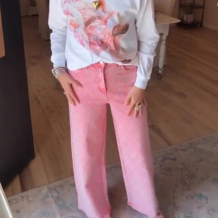 Kvinnelige vide jeans i en avslappet stil med høy midje Skjora
