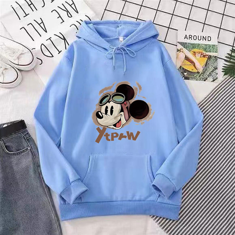 Dame hette hettegenser med kreativt Mickey Mouse-motiv Skjora