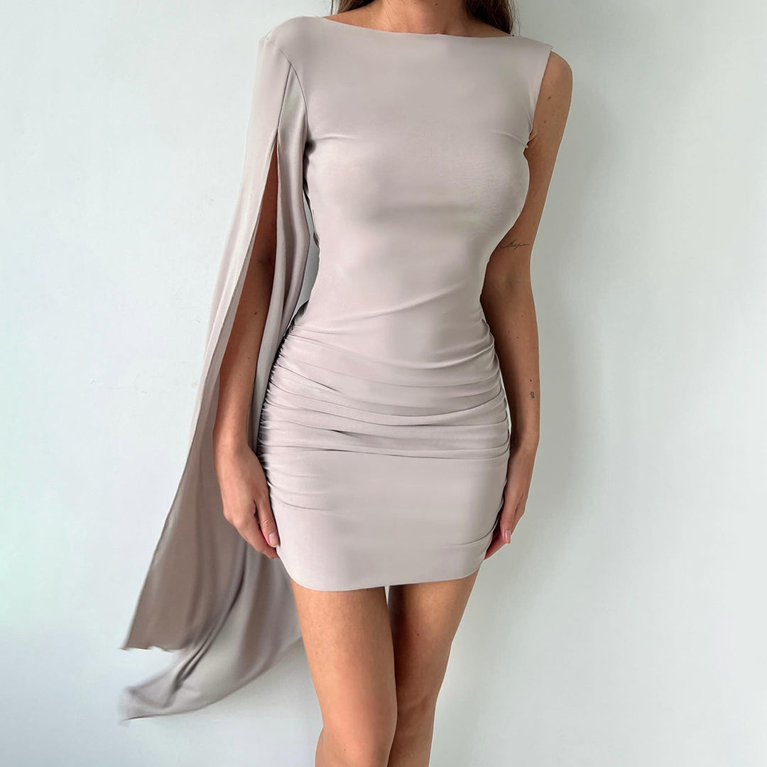 Dame Elegant Mini-Kjole med asymmetrisk design og flæsedetaljer Skjora