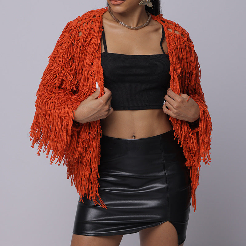 Damen Fransen-Pulloverjacke mit offenem Schnitt und stylischem Design Skjora