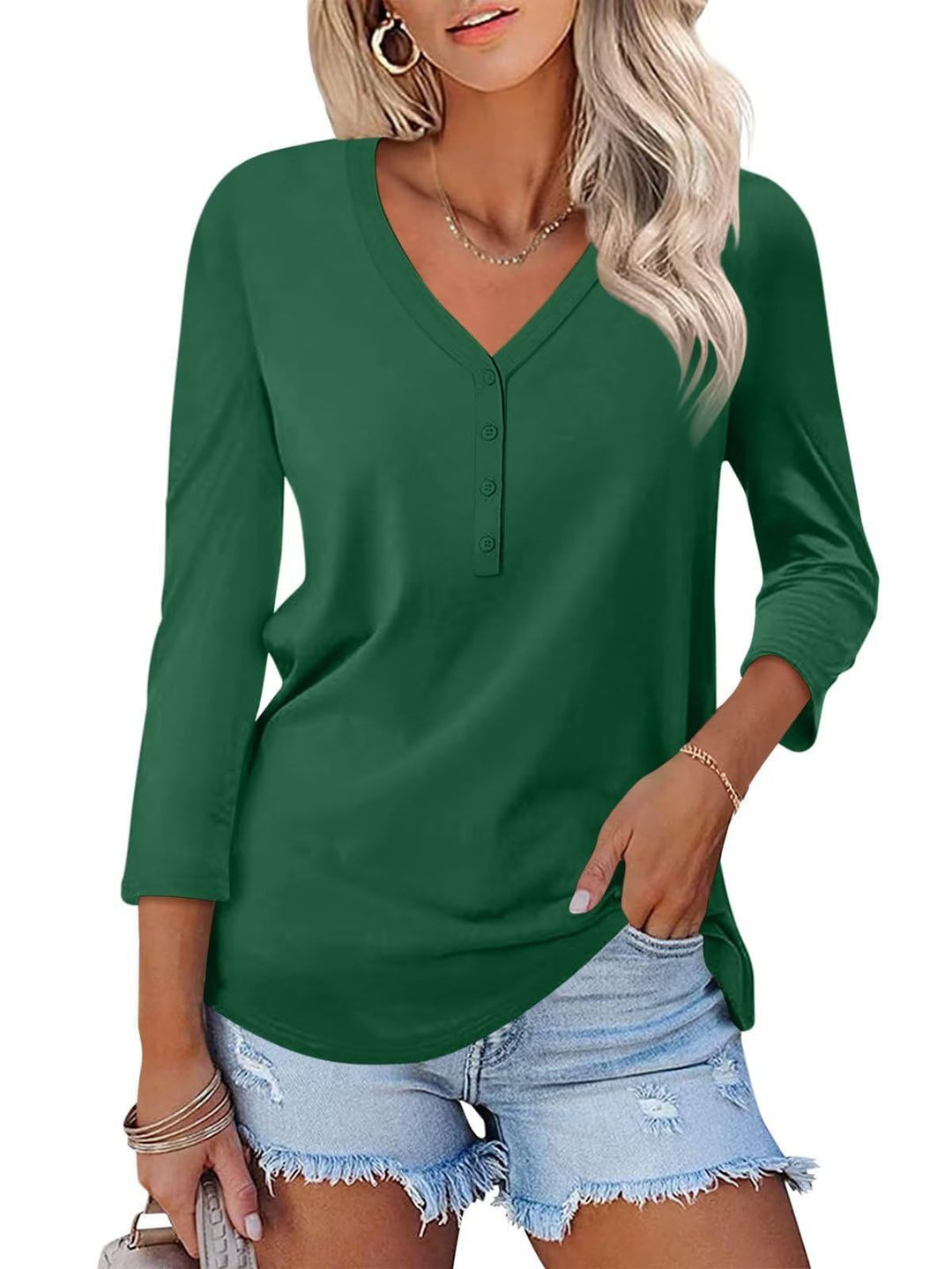 Women's Long Sleeve V-neck Shirt Skjora