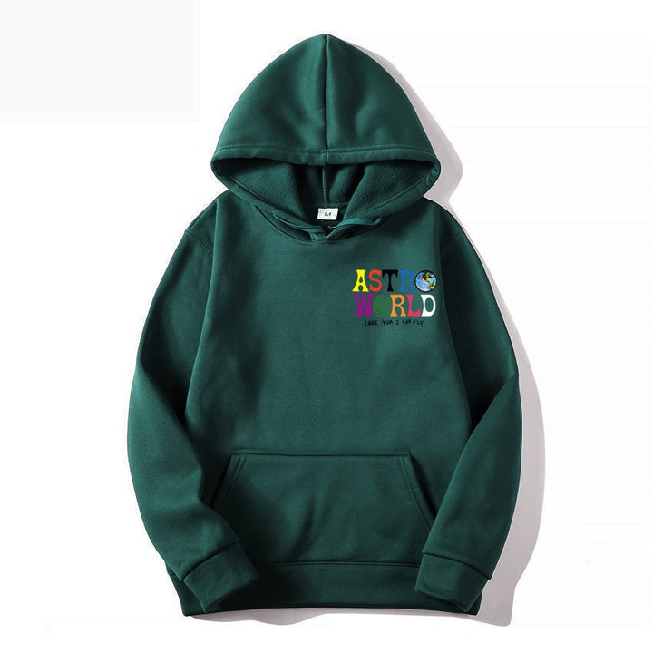 Damegens hoodie med lekent grafisk design og myk innside Skjora