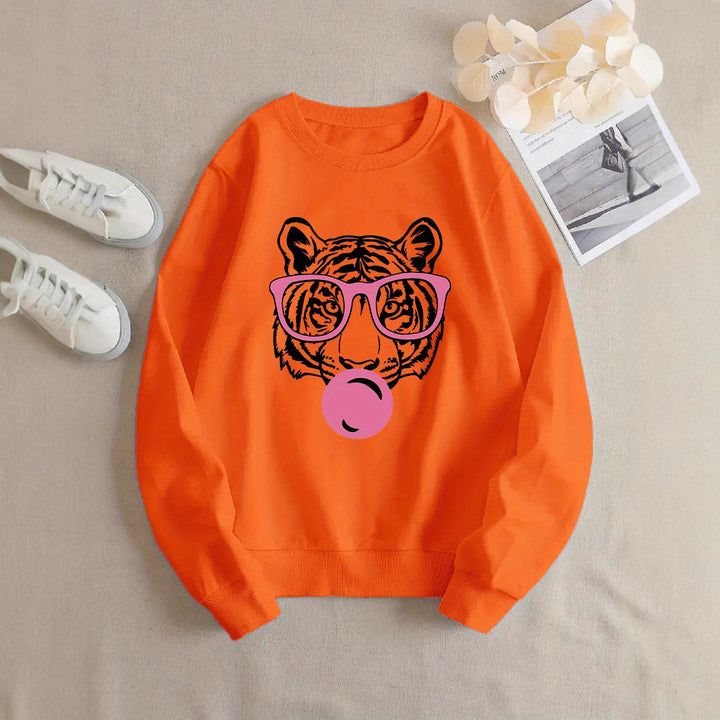 Dame sweatshirt med kreativ tigerdesign og avslappet snitt Skjora