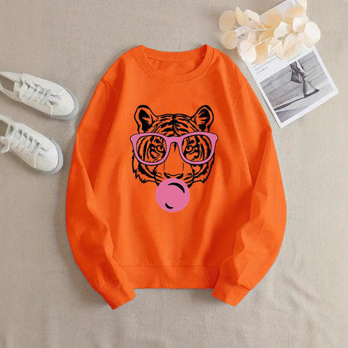 Dame sweatshirt med kreativ tigerdesign og avslappet snitt Skjora