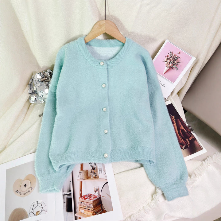 Dames koselige cardigan med perle-dekorert knapper og moderne snitt Skjora